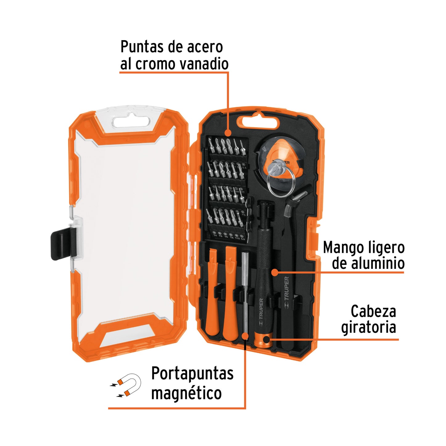 Juego de 32 piezas para reparación de electrónica Truper