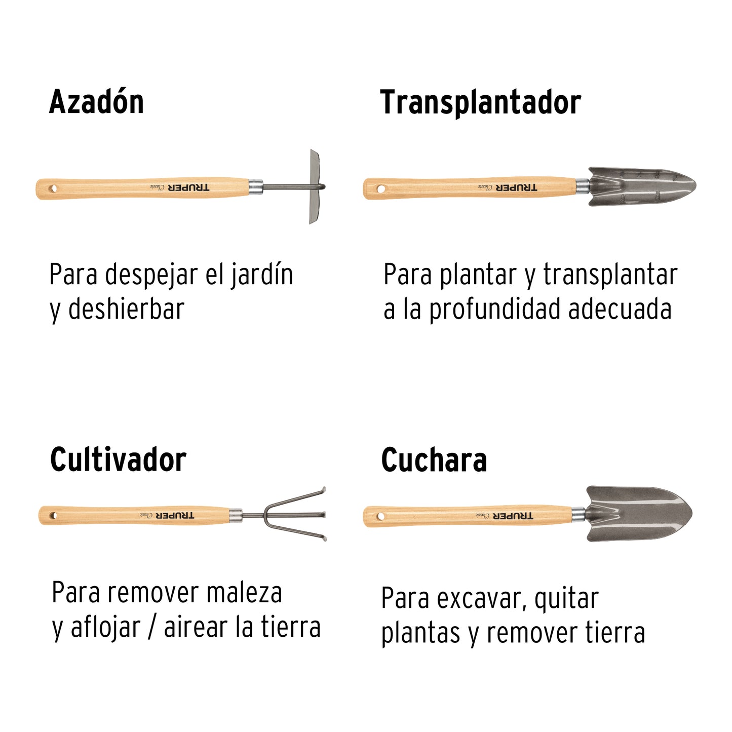 Juego Kit Herramientas 4 Piezas De Jardin 15 Truper