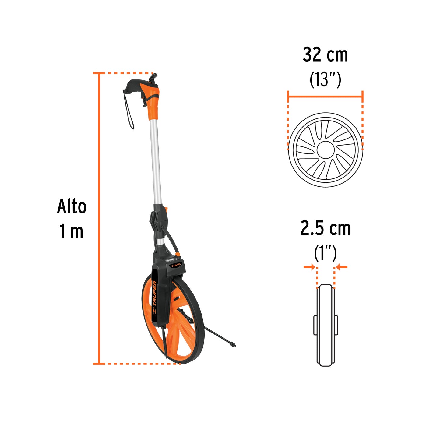 Odómetro con freno, rueda de 13", Truper