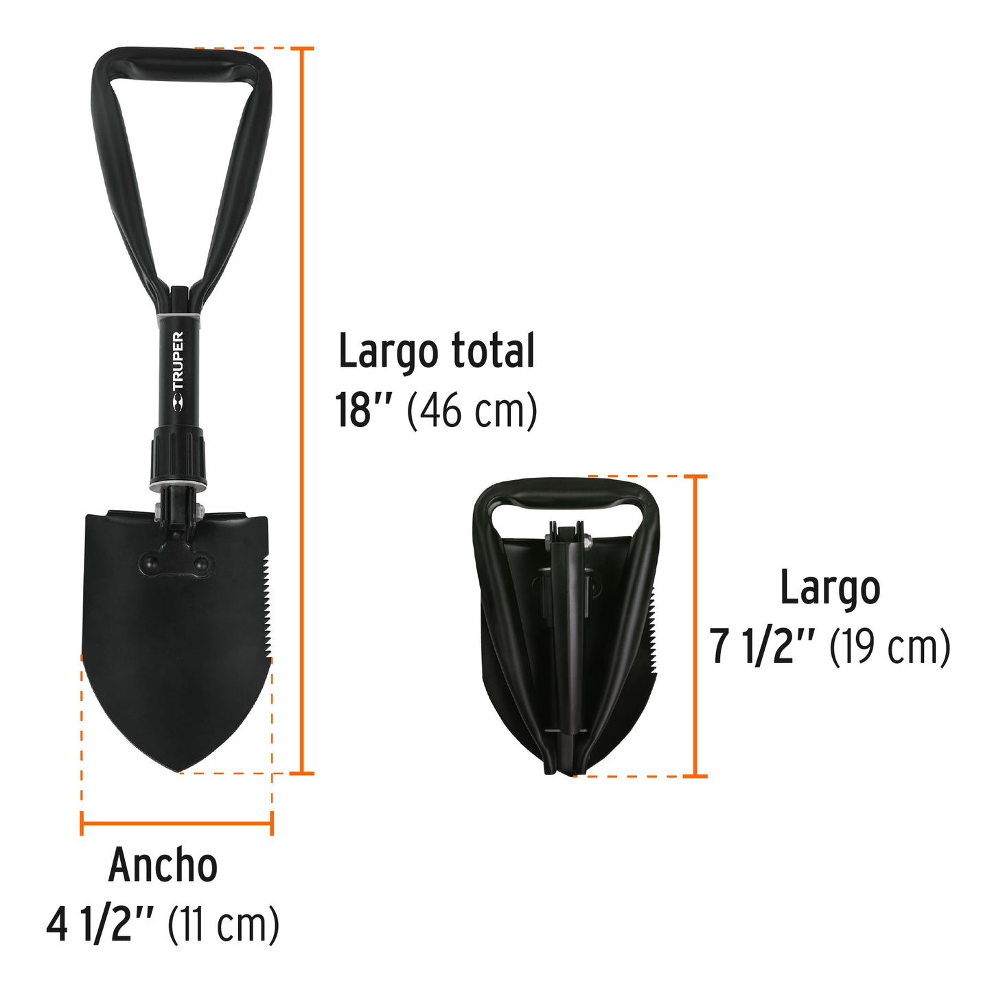 Pala plegable Truper de 18"