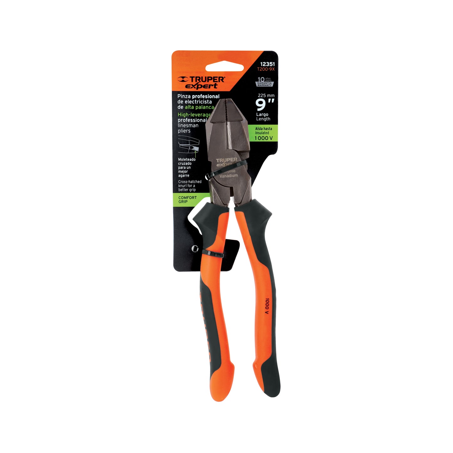 Alicate electricista 9" uso rudo, alta palanca, Comfort Grip
